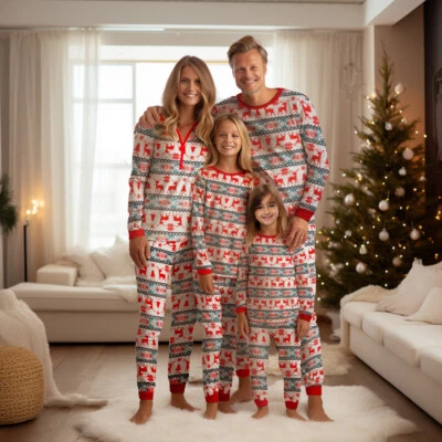 UK Family Adult Kids Baby Matching Christmas PJs Pyjamas Xmas Sleepwear Outifts