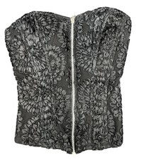 Carmin Black Ruffle Zipper Corset Size Small