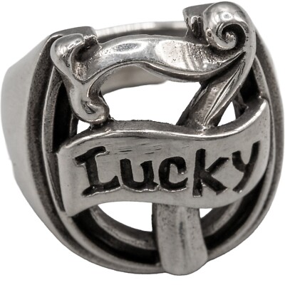 Lucky 7 Ring .925 Sterling Silber Herren Chunky Biker Tattoo Rebel Rockabilly