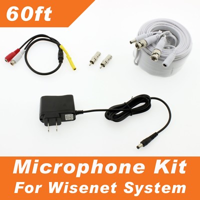 [60ft] Microphone Kit for Wisenet Surveillance SDH-C84085BF, SDH-C85105BF