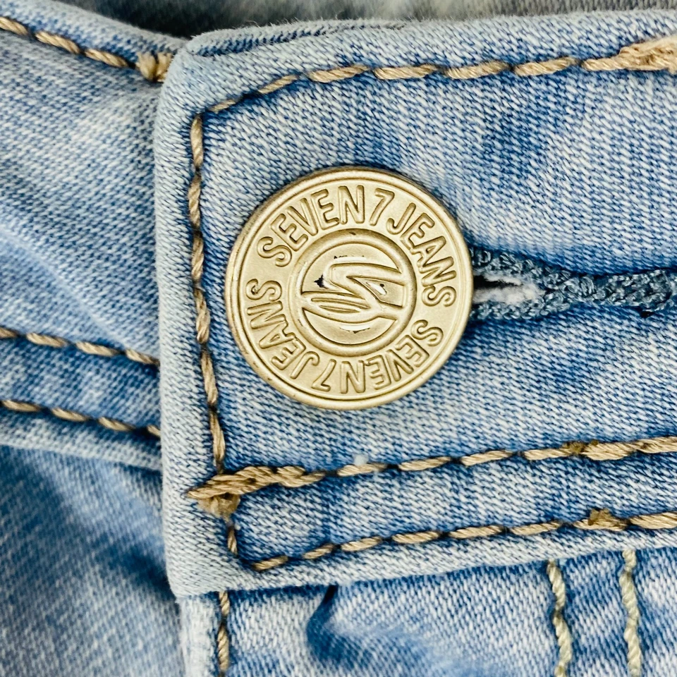 Pantalones Cortos de Denim Seven 7 Para Mujer 12 Lavado Ligero Ligero Ligero Todos los Días Bolsillos Foto 4 de 4