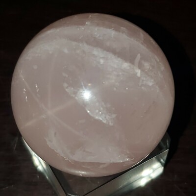 Star Rose Quartz Sphere Ball Orb Marble with Rainbows 36.8mm 70g
