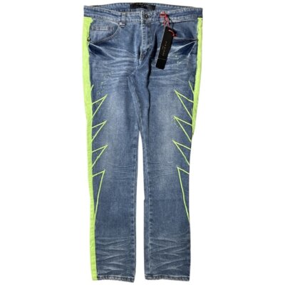 Vie + Riche Paris PAINTED Striped Denim Pants MSRP $138 *NWT* Choose Your Size