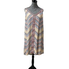 Umgee Blue Orange Purple Chevron Print Adjustable Strap Slip Dress Size Large