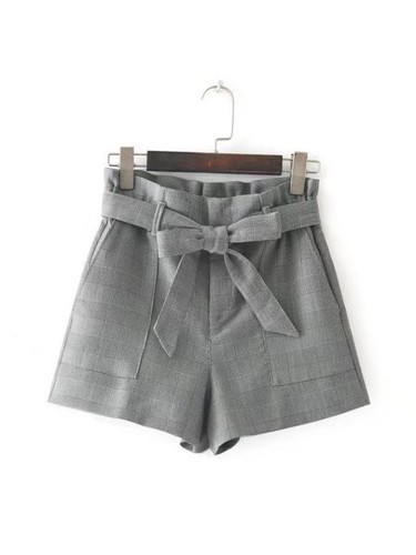 Eleganti raffinati pantaloni donna corti grigio quadri inverno fashion 6146  | eBay