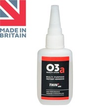 O3a THIN Super Glue Cyanoacrylate CA Adhesive 50 Grams Metal Plastic Wood Rubber