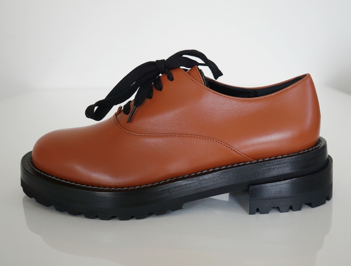 $870 🆕️ MARNI Brown LEATHER Lace-Up Platform OXFORD Women's