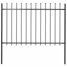 Image of Garden fence Black 3.40m x 1.10m Powder-coated Steel Spear Top 2 Panels 3 Posts