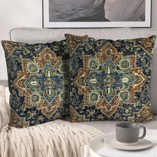 Boho Throw Pillow Covers 18X18 Inch Set of 2,Bohemian Vintage Carpet Pattern Ant
