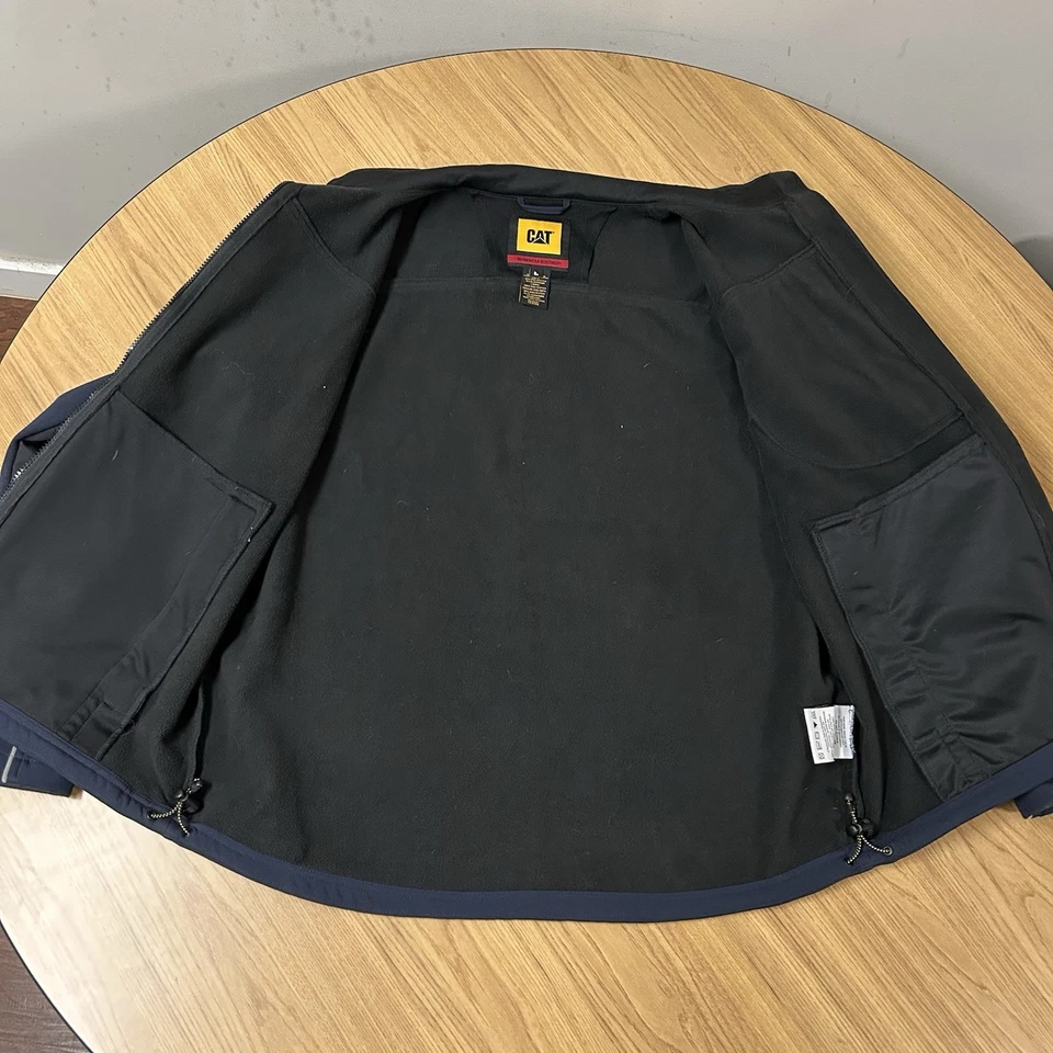 CAT Workwear Soft Shell Fleece Lined Jacket Men's L Caterpillar Blue Windbreaker - Image 3 of 4