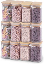 Kitchen Spice Jars Storage Bottle Glass Airtight Container With Lids 12pcs/set