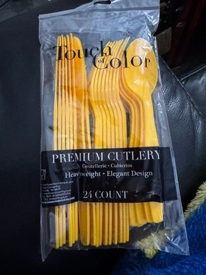 School Bus Yellow 24ct. Premium Cutlery Assortment Party Supply Tableware New!