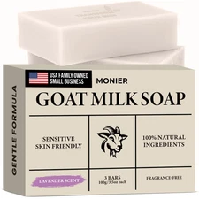 Goat Milk Soap Bar For Dry & Sensitive Skin - 100% Natural & Organic Skin Care -