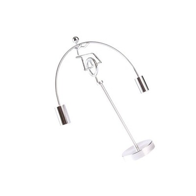 Silver Metal Balance Cylinder Unicycle Weightlifting Desktop Ornament