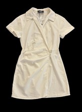 Cider White Linen-Blend Mini Wrap Dress - Size XS (UK 4/6)
