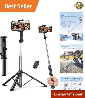 Portable 2-in-1 Selfie Stick & Tripod with Wireless Remote   Fits iPhones & More
