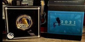 2021 2oz PERTH MINT Kookaburra 24k Gold Gilded Silver Coin