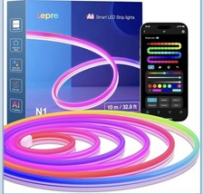 Lepro N1 AI Smart Neon Rope Light 10M RGB+IC Works with Alexa &Google Music Sync