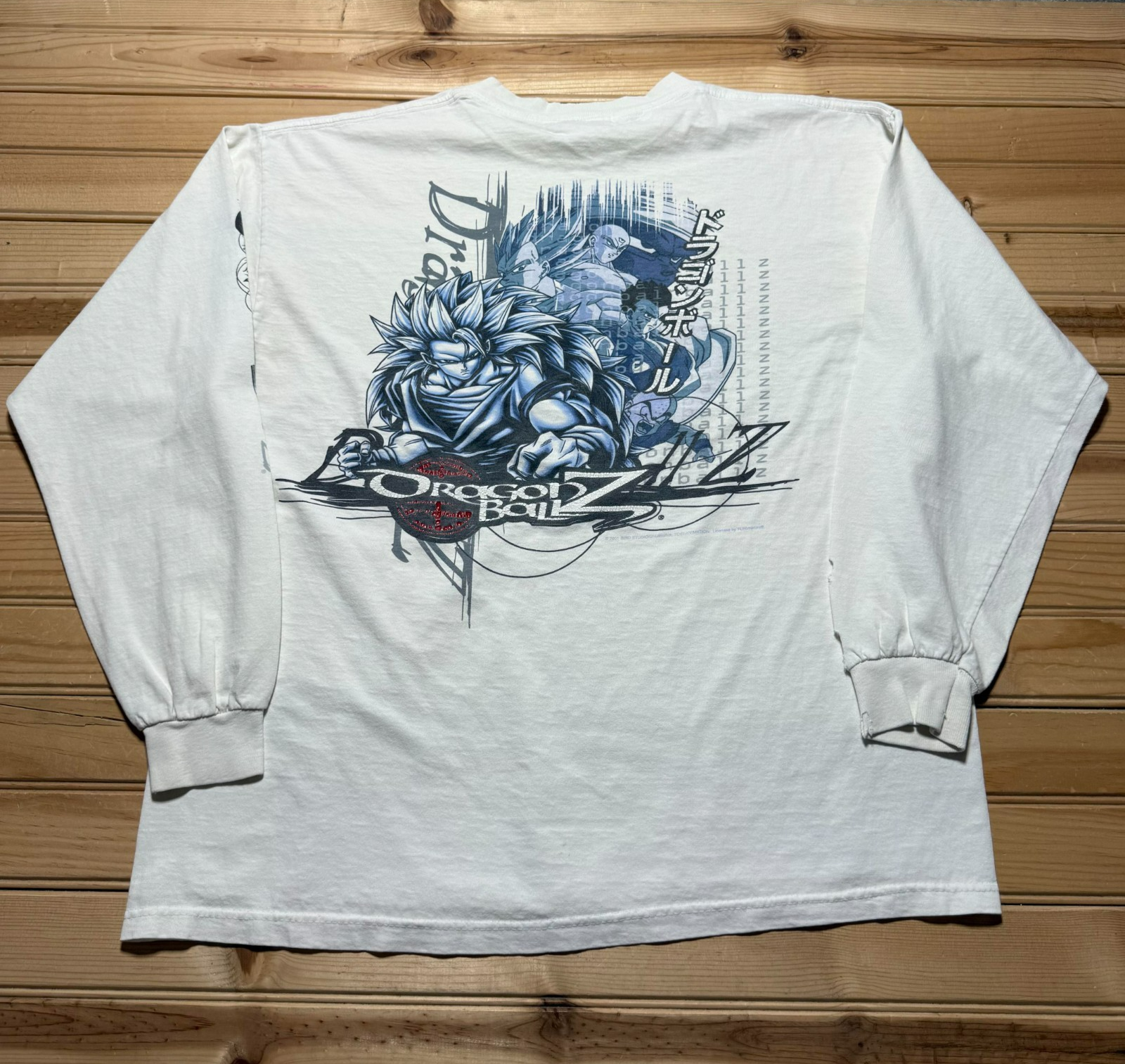 Vintage Y2K 2001 Dragon Ball Z Goku Super Saiyan 3 Anime Long Sleeve Shirt Large