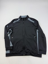 Adidas Track Jacket Mens Large Black Gray ClimaWarm Full Zip Golf Softshell