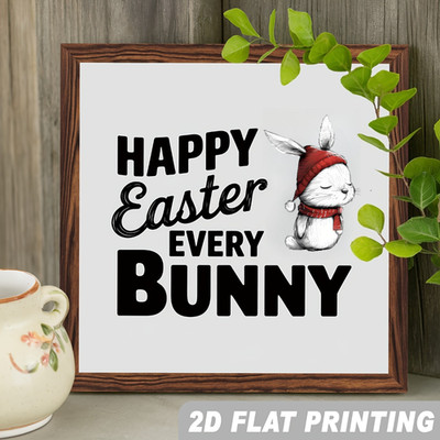 2D 1PC Happy Easter Every Bunny Wooden Frame Sign Sleeping Bunny Design Gift