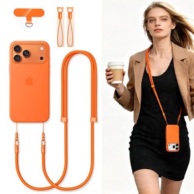 Lanyard Strap Crossbody with iPhone 17///Max All Cases with 2 Charms Dual Hol...