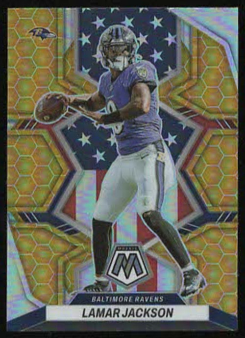 2022 Panini Mosaic LAMAR JACKSON "HONEYCOMB NATIONAL PRIDE PRIZM" SSP Card #259