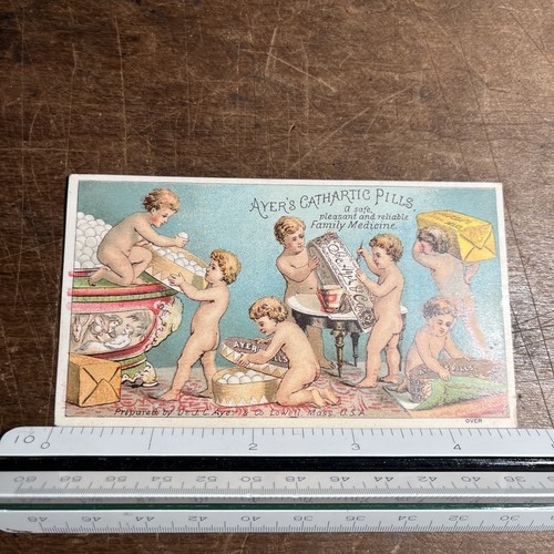 Antique Victorian Trading Card Ayer's Cathartic Pills "Family Medicine" -  B1