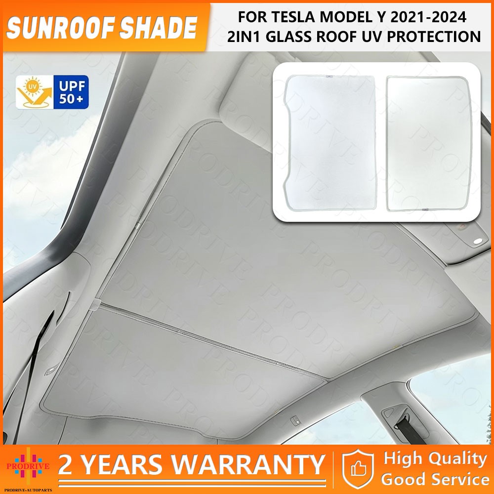Tesla Model Y 2in1 Glass Roof Sun Shades UV Protection Sunroof Top Window Blind