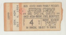 Jefferson Starship 10/4/84 Murray KY MSU Concert Rare Ticket Stub Airplane