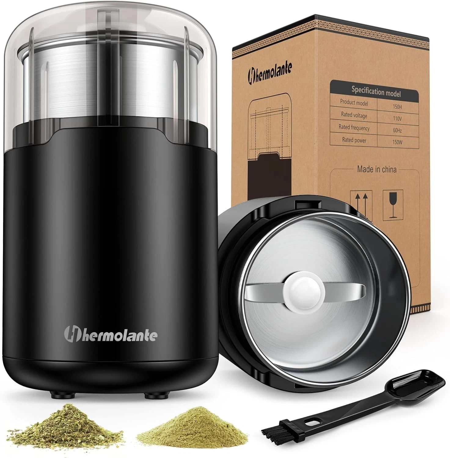 Electric Herb Grinder 150W, Spice & Coffee Grinder with Stainless Steel Blade.