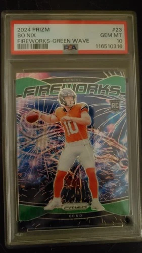 BO NIX 2024 Panini Prizm - Fireworks #23 Green Wave  ROOKIE CARD GEM MINT 10