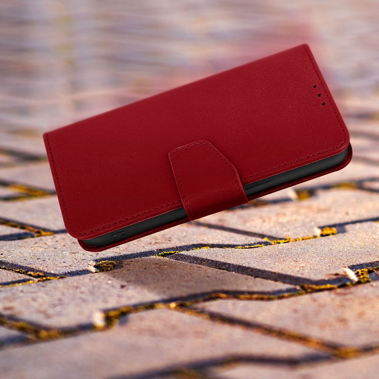 Étui iPhone 14 Pro Max en cuir de vachette véritable rouge