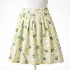 Floral Fairy Pleated 100 Cotton Mini Skirt Size XS White Green Coquette Lined