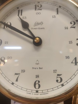 Vintage Schatz Ocean Quartz Ship's Bell Clock & Barometer Set West
