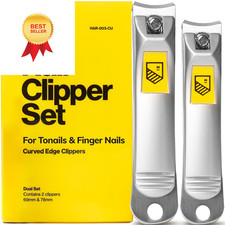 Ultra Sharp Nail Clippers Set - 2 Pack Stainless Steel 2 Piece Set, Silver
