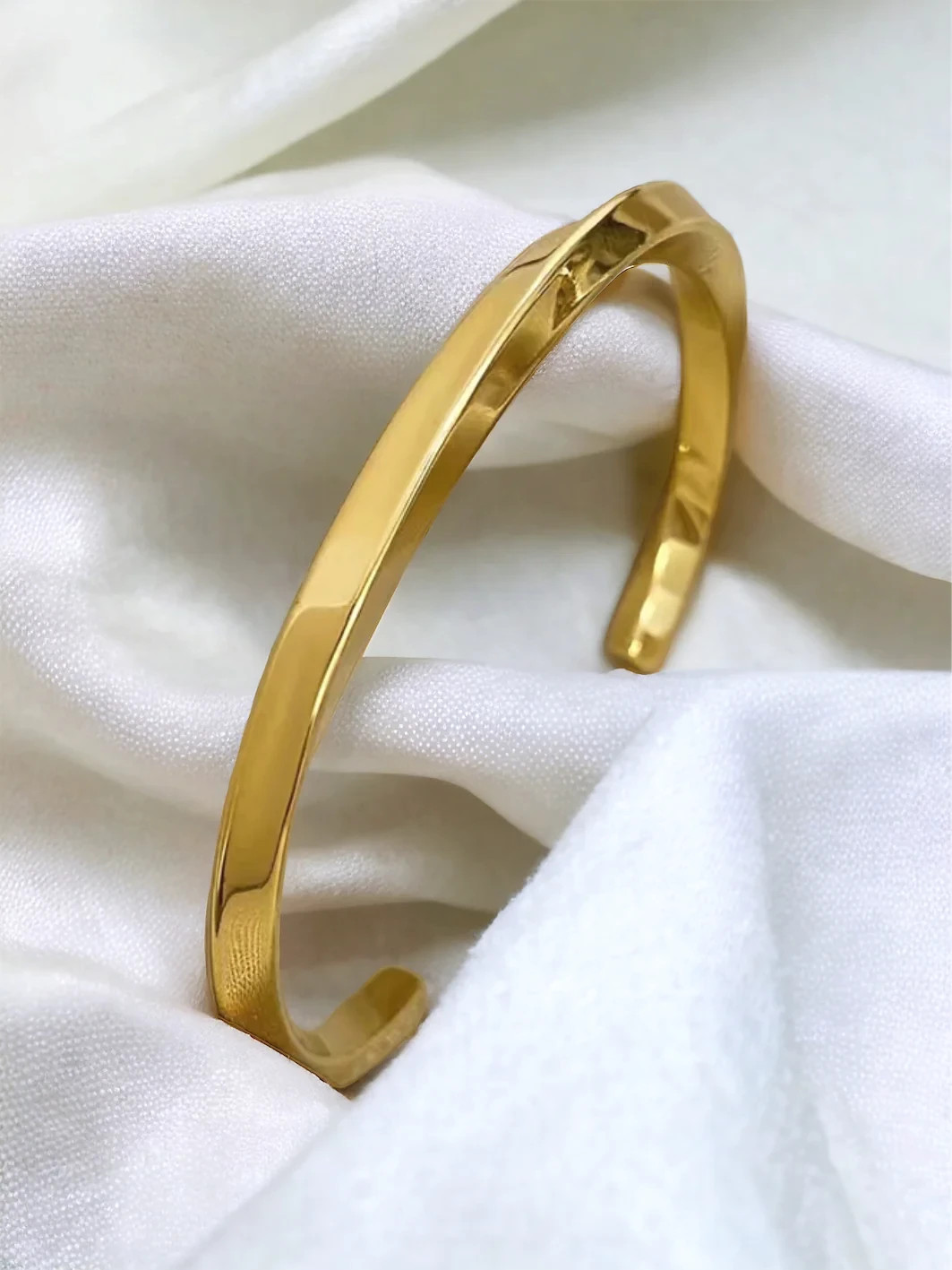 Pulsera Cuff Moderna Ajustable De Oro Amarillo De 18K Para Hombre Él/Esposo