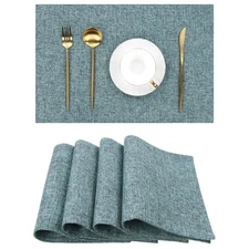 Washable Fabric Placemats Set of 4 Heat Resistant Double Layer Cloth Table Ma...