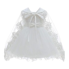 Baby Girls Christening Baptism Dress Satin and Tulle Baby Girl Dress for Flow...