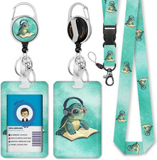 Turtle Lanyards for ID Badges, Badge Holder Retractable Reel Clip