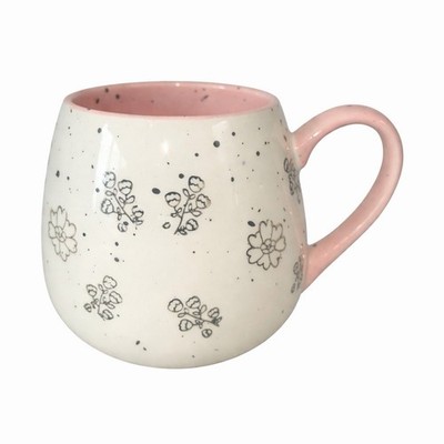 Meritage Speckled Coffee Mug Spring Flowers Pink Cream Barrel Cup 20 Oz Large
