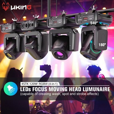 4X 120W RGBW 8GOBO+ 3 Prism LED Moving Head Stage Light Spotlight DMX Beam Light