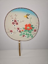 Vintage Translucent Silk Hand Painted Handhold Fan Chinese Round Ancient 8"