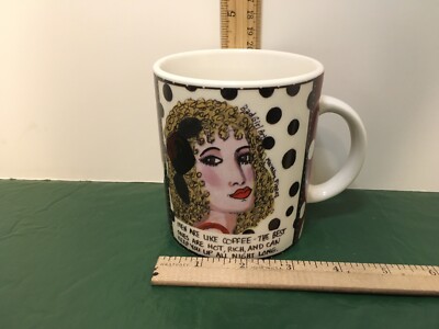 Lolly Lu Bad Girl Art Mug 16 oz. Handmade  Men are like coffee  