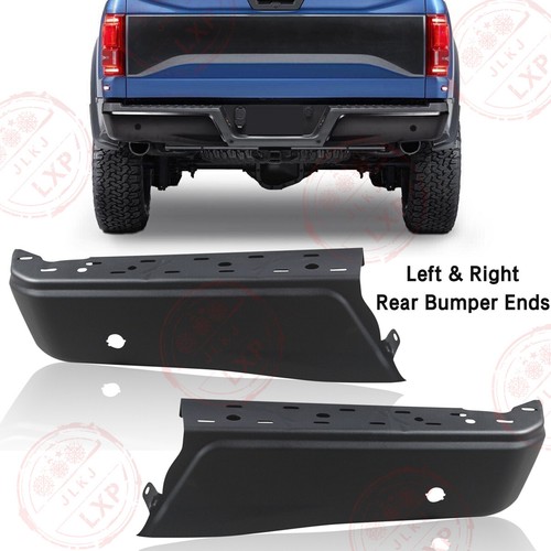 Black Primered Rear Bumper End Caps For 2015-2020 Ford F-150 – Left & Right, With Park Sensor Cut-Outs