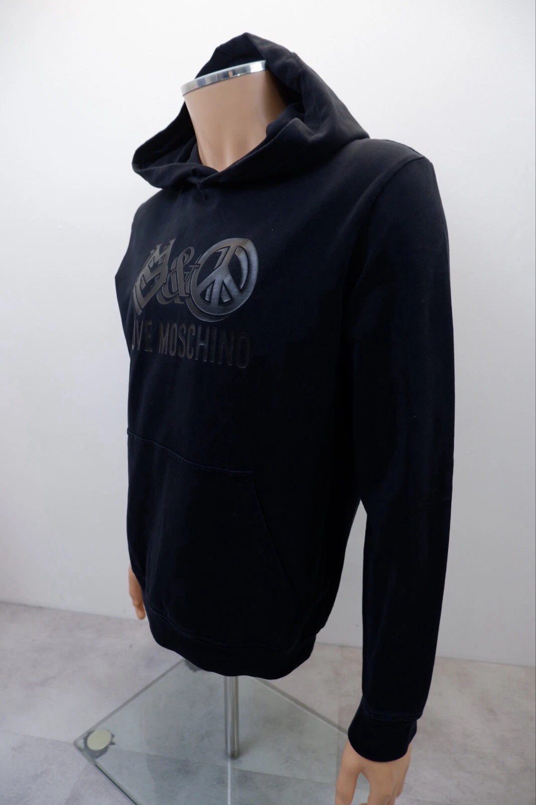 Felpa con cappuccio uomo Love Moschino taglia M media nera stampa logo