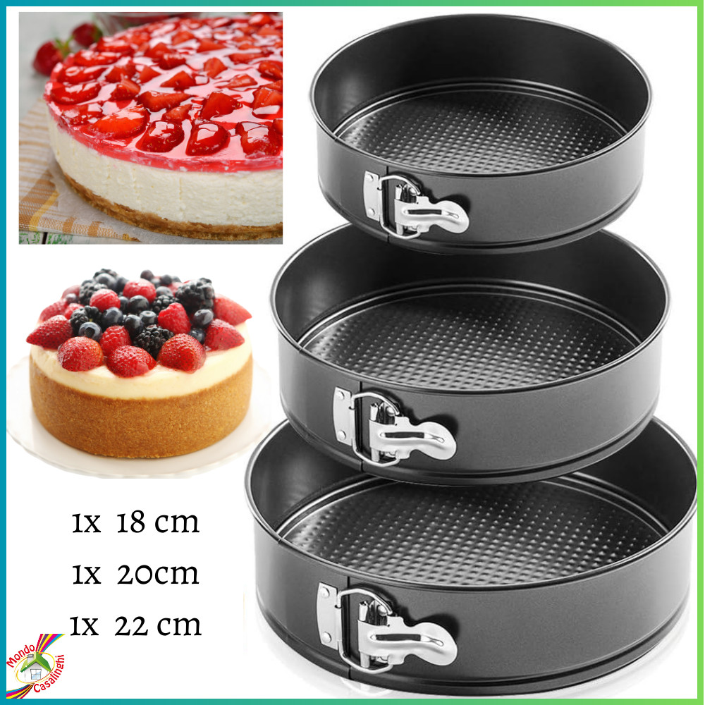 Set tris Tortiera con cerniera teglia da forno rotonda 18 20 22...