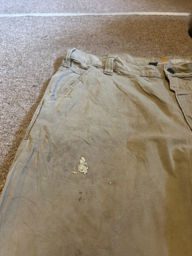 Carhartt Trousers Mens Size 38 Relaxed Fit Carpenter Workwear Beige Bottom Pants - Picture 4 of 8