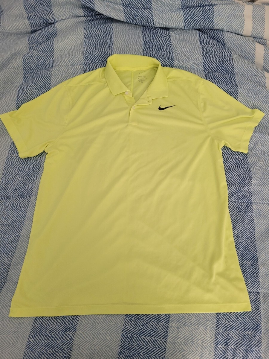 Nike Shirt Mens Yellow Golf Polo Performance Stretch Dri-Fit