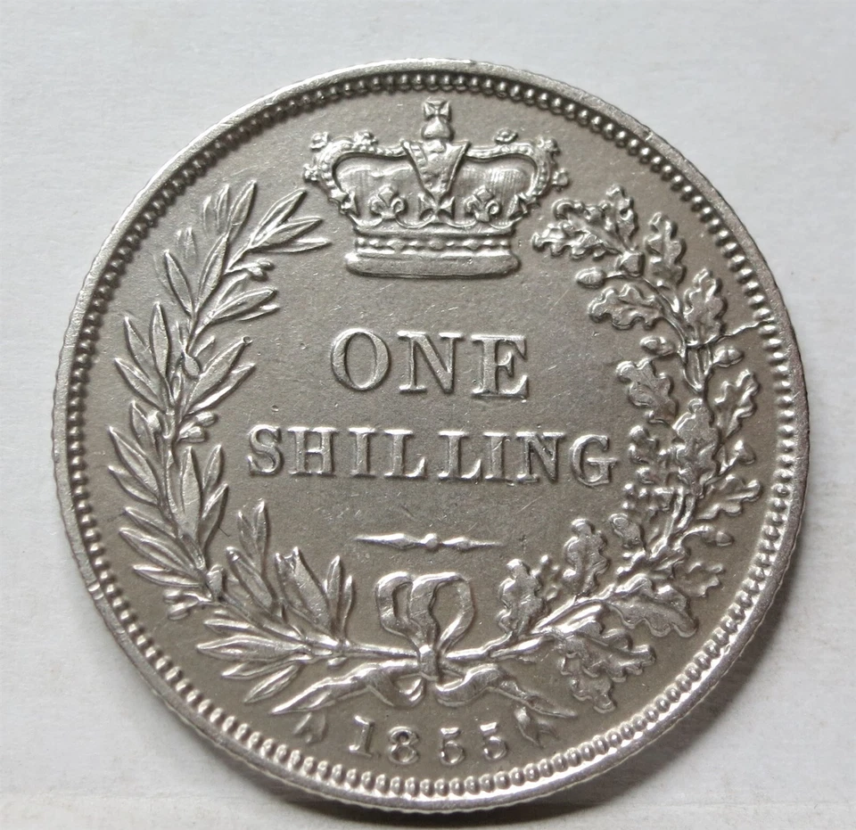 GREAT BRITAIN UK England 1 shilling 1855 AU Queen Victoria Silver CLEANED #B05 - Image 3 of 4